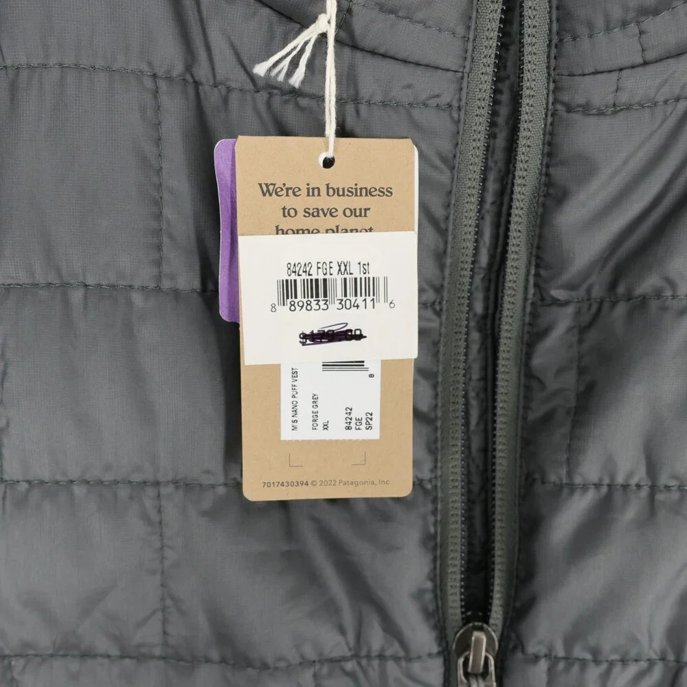 Patagonia Nano Puff Vest Mens XXL Gray Full Zip Primaloft Quilted Puffer